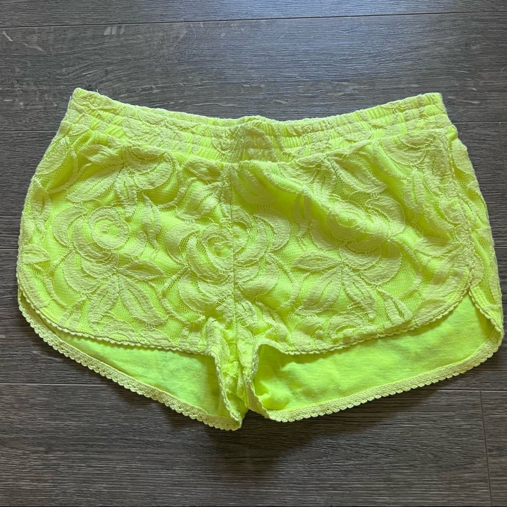 NWT neon yellow lace shorts